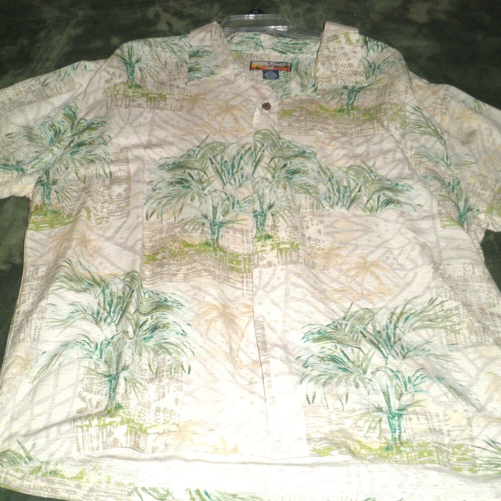 Vintage Havana Jacks Cafe Men's Hawaiian 100% Silk Shirt XXL Short Sleeve